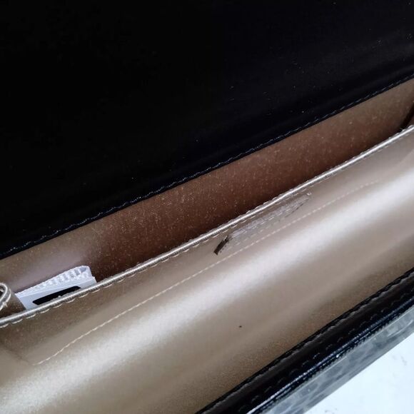 Auth Jimmy Choo Black & Clear Diamond Print Acrylic Sweetie Clutch Silver Chain - Picture 10 of 12